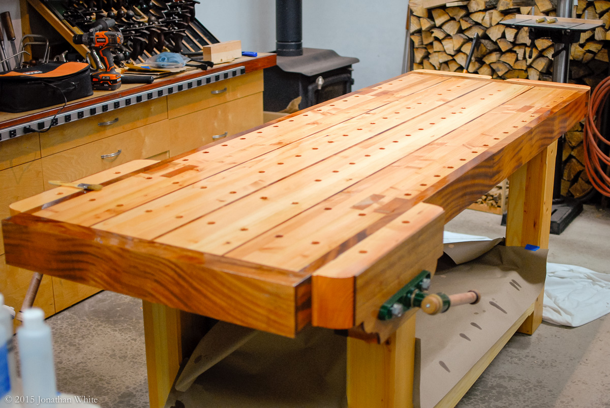 Applying Finish To The Workbench Top The Bench Blog